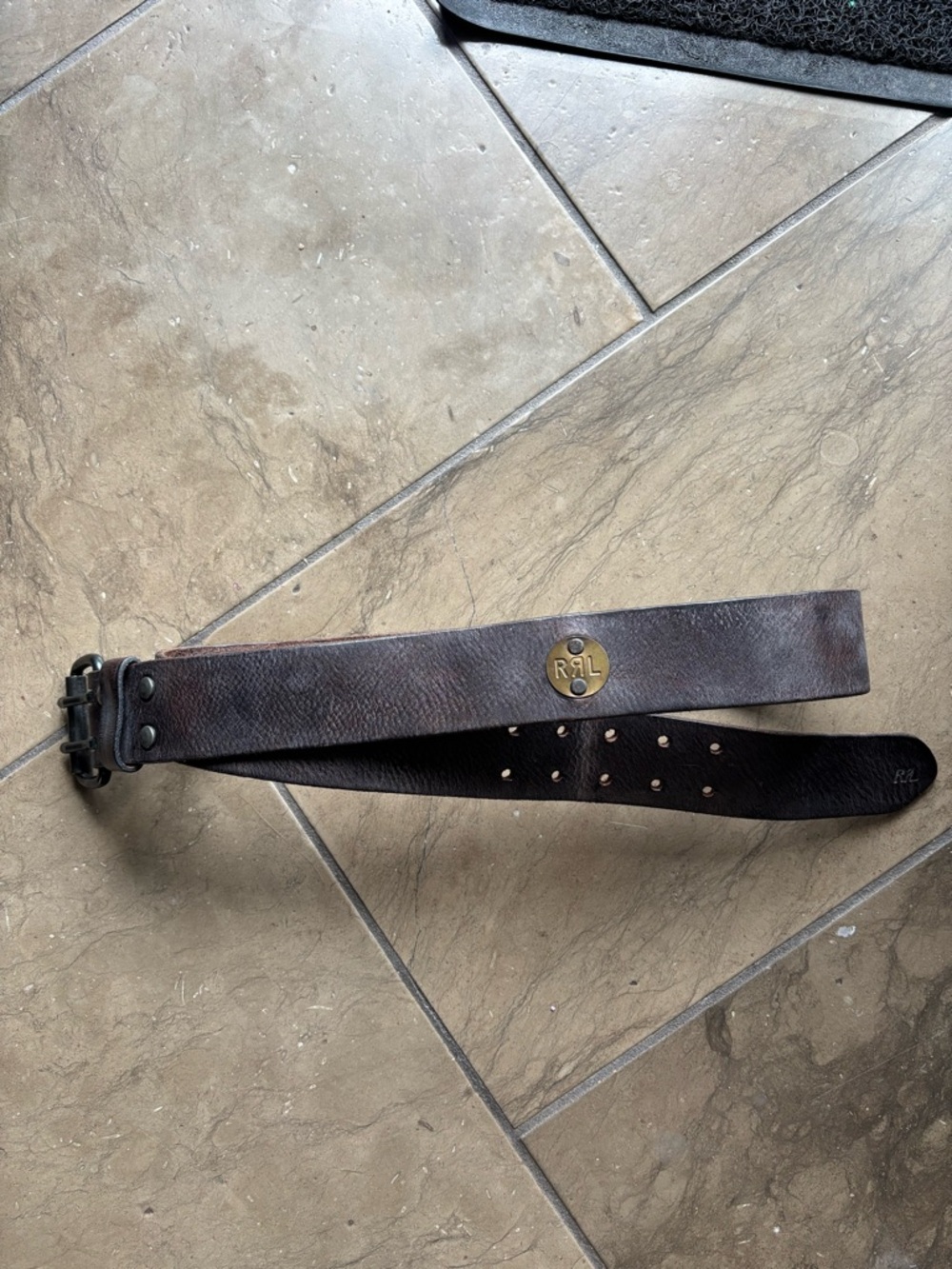 RRL Ralph Lauren Dark Brown Leather Men's Belt size 40